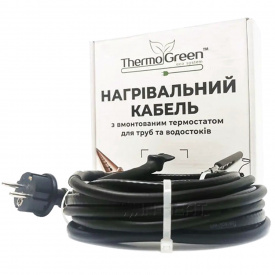 Двожильний кабель ThermoGreen TGRD-4 м 30 Вт з термостатом та вилкою для обігріву труб