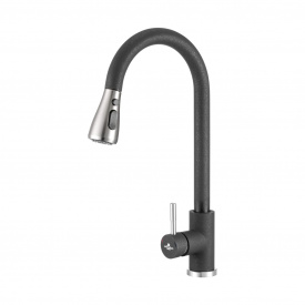 Змішувач для кухні Granado Campo Lux Black shine з висувним виливом (gz0501L)