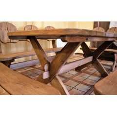 Мебель из массива термодерева 1750х1100, комплект Thermo-treated Oak Furniture. Стол и 4 лавки из термодуба Київ