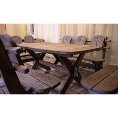 Мебель из массива термодерева 1750х1100, комплект Thermo-treated Oak Furniture. Стол и 4 лавки из термодуба Київ