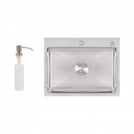 Мийка для кухні інтегрована Lidz Handmade H5845 (LDH5845BRU35384) Brushed Steel 3,0/0,8 мм