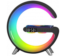 Настільна смарт лампа-нічник G-Smart RGB з годинником бездротовою зарядкою 15W і Bluetooth-колонкою 3W (GL-Black)