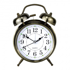 Годинник настільний Clock з будильником Моен Класік Тихий хід 16х11, 5х5, 5 см Бронзовий (16283) Оріхів