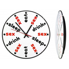 Настінний годинник ДомАрт Еat drink sleep sex Тихий хід 30х30х5 см Білий (19049) Хмельницький