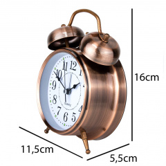 Годинник настільний Clock з будильником Моен Класік Тихий хід 16х11,5х5,5 см Мідний (16282) Киев