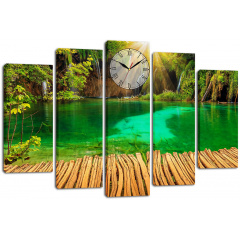 Настінний годинник-картина на полотні Декор Карпати 80x120 см (chf39) Вышгород