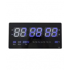 Настінний електронний годинник Digital Clock 4622 LED Чорний із синім Бердичів