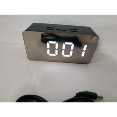 Годинники дзеркальні електронні настільні UKC DS-3658L - USB кабель + батареї (Чорний корпус - біле підсвічування) Доманёвка