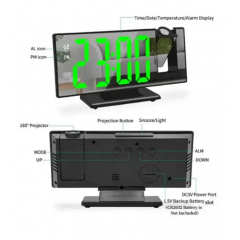 Годинник настільний електронний з проекцією та будильником Gaosuo DS-3618LP LED Black Оріхів