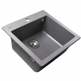 Гранітна мийка Globus Lux AOSTA 490x455-А0003, сiрий металiк