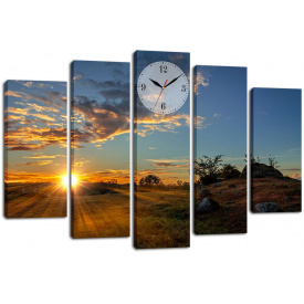 Настінний годинник-картина на полотні Декор Карпати 80x120 см (chf48)