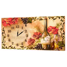 Настінний годинник на полотні Декор Карпати ch32 Вино (QFJI62962)