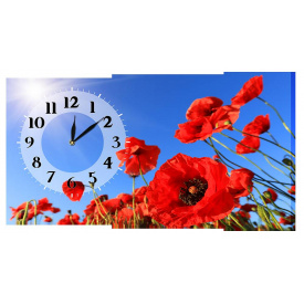 Настінний годинник на полотні Декор Карпати c189 Маки в полі (AcAG94936)