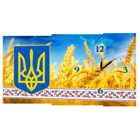 Настінний годинник на полотні Декор Карпати UA-1 Українська символіка (khAn19895)