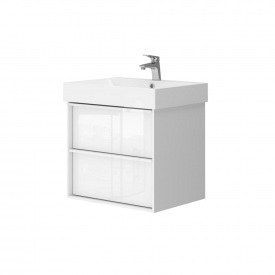 Тумба з умивальником Devit Quadra 450х604х602, білий глянцевий (083060W)