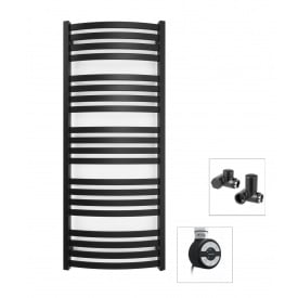 Рушникосушка комбінована Terma D01 1210x400 Black mat, тен MOA + вентиль Integra