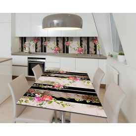 Наклейка 3Д виниловая на стол Zatarga «Тёмное изящество» 650х1200 мм для домов, квартир, столов, кофейн, кафе