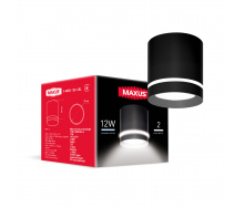 Світильник світлодіодний Maxus Surface Downlight 12W 4100K Чорний (1668)