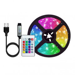 Світлодіодна стрічка RIAS 5050 LED RGB в бухті 5м різнобарвна 5V USB Bluetooth (4_00561) Косів