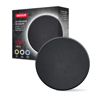 Світильник світлодіодний накладний Maxus MWL 12W 3CCT IP65 BL Circle Чорний (1797)