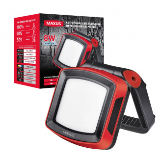 Світильник світлодіодний MAX-8W-RED-E Maxus Portable Emergency LED Light 8W 4100K IP65 5000mAh RED Червоно-чорний (1763)