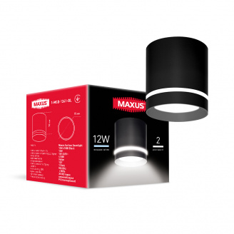 Світильник світлодіодний Maxus Surface Downlight 12W 4100K Чорний (1668)