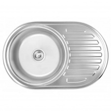 Кухонная мойка WEZER 7750(08) Satin 770x500x180 мм с сифоном и крылом