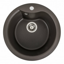 Гранитная мойка для кухни Platinum 480 Turas матовая круглая, темная скала