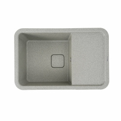 Гранитная мойка для кухни Platinum 7850 CUBE матовая прямоугольная, с крылом, серая Біла Церква