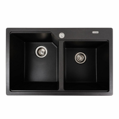 Гранитная мойка для кухни Platinum 7850 HARMONY матовая прямоугольная, 2 чаши, морион Мукачево