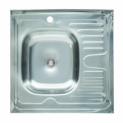 Мойка кухонная Platinum 6060 L (0,4/120 мм) с крылом, из нержавеющей стали Буча