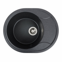 Гранитная мойка для кухни Platinum 5887 ONYX матовая овальная, с крылом, карбон Шостка
