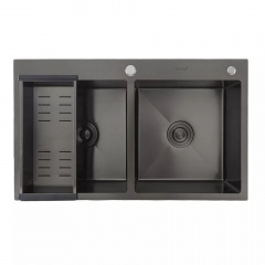 Кухонная мойка GAPPO GS8350-6 830x500 мм с сифоном, коландером, 2 чаши Полтава
