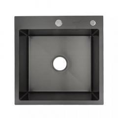 Кухонная мойка GAPPO GS5050-6 500x500 мм с сифоном и коландером, черный Черкаси