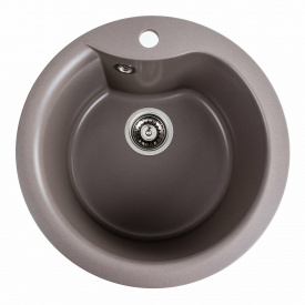 Гранитная мойка для кухни Platinum 480 Turas матовая круглая, дюна