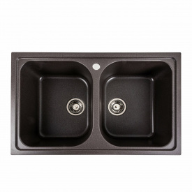 Гранитная мойка для кухни Platinum 7950 Equatoria матовая прямоугольная, 2 чаши, мокко