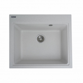 Гранитная мойка для кухни Platinum 5852 VESTA матовая прямоугольная, белая в точку