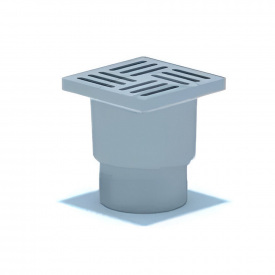 Трап KRONO PLAST 50/180° прямой с пластиковой решеткой 150x150 мм серый ТА5210