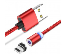 Магнитный кабель для зарядки X-CABLE Metal Magnetic Cable Lightning 360 red