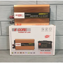 Перетворювач напруги 5 Core 12V-220V 1000W Інвертор автомобільний Вишневое