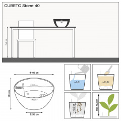 Вазон Lechuzа Cubeto Stone 40 графитово-черный 11.5 л Херсон