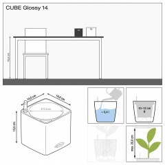 Вазон Lechuza Cube Glossy 14 антрацит 1.5 л Жмеринка