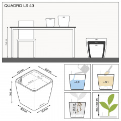 Вазон Lechuzа Quadro Premium LS 43 белый 32 л Братське