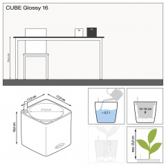 Вазон Lechuza Cube Glossy 16 антрацит 2 л Южноукраинск
