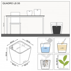Вазон Lechuzа Quadro Premium LS 35 белый 13 л Шепетовка