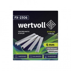 Скобы закаленные для пневмостеплера WERTVOLL 80 6 мм/12.8х0.95 мм 29000 шт Gray (FX-2306) Кам'янка-Дніпровська