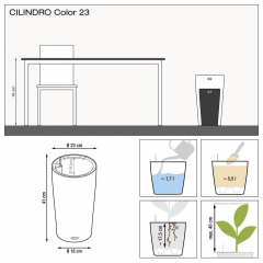 Вазон Lechuza Cilindro color 23 белый 5.5 л Ладан