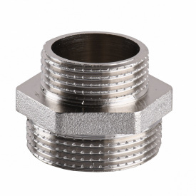 Ниппель редукционный никелированный 1 1/4″НР х 1″НР штампованный А0594А(нк)