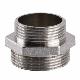 Ниппель редукционный никелированный 1 1/2″НР х 1 1/4″НР штампованный А0522А(нк)