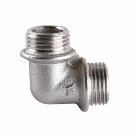 Угольник никелированный 1/2″НР х 1/2″НР штампованный с буртом А0113А(нк)